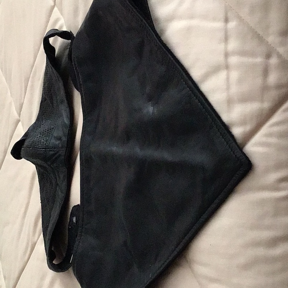 Black leather face mask and neck warmer